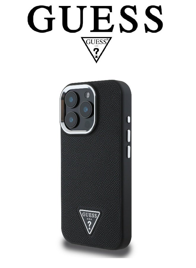 GUESS iPhone 16 Pro Max case, iphone case Supports Magsafe wireless charging, leather iphone 16 pro max cover, with French design and original GUESS brand logo, from CG Mobile.Black - Image 3