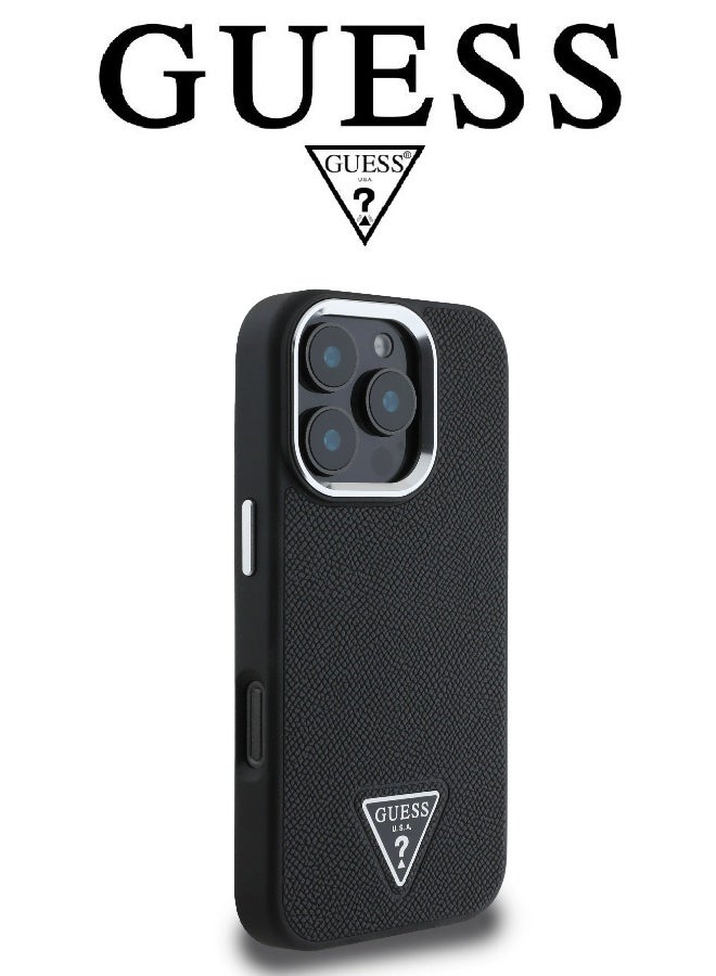 GUESS iPhone 16 Pro Max case, iphone case Supports Magsafe wireless charging, leather iphone 16 pro max cover, with French design and original GUESS brand logo, from CG Mobile.Black - Image 4