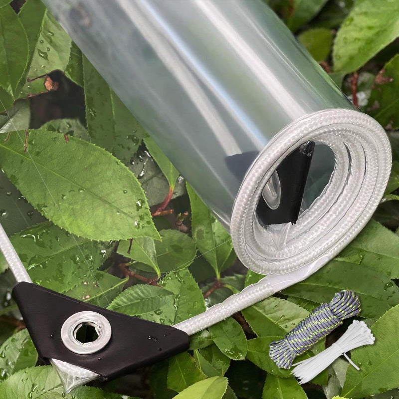 SHADEPLUS Clear Tarp 3'x6' 15MIL - Heavy-Duty Transparent Waterproof, Wind & Tear-Resistant Clear PVC Tarp Includes Cable Ties & Fixing Rope. Ideal for Terraces, Pavilions, Porches & More - Image 1