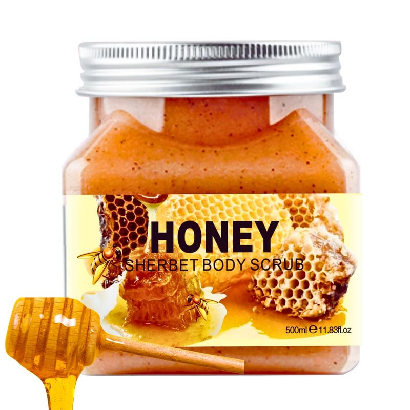 Nielies Honey Body Scrubs 18 OzHoney Almond Body Scrub Exfoliating Body Scrub with Sea Salt Argan Oil and Vitamic CSugar Scrub for Body FaceBody Scrubs for WomenHoney