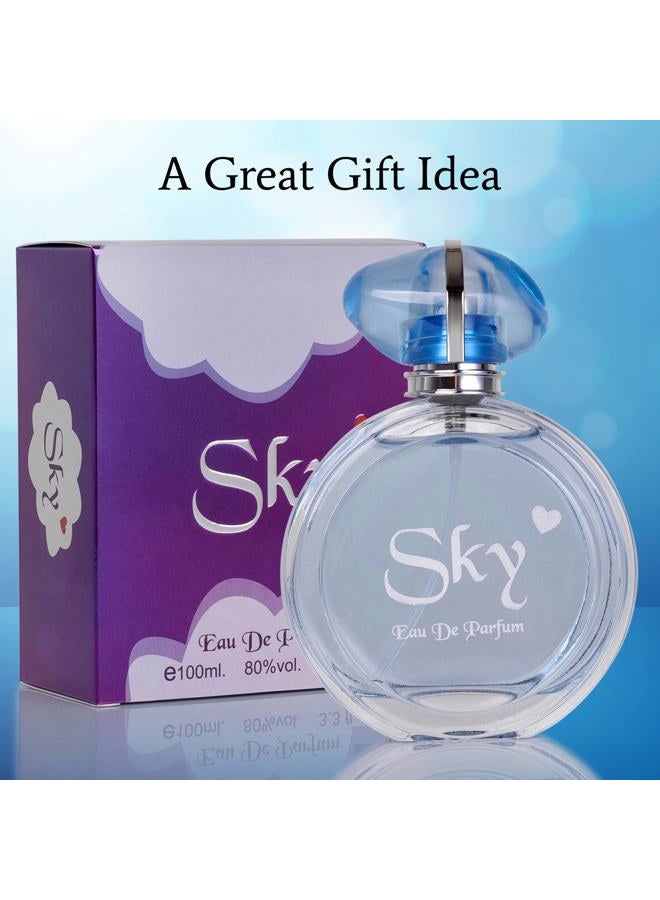 NovoGlow Sky for Women - 3.3 Fl Oz Eau De Parfum Spray - Long-Lasting Fruity Floral & Woody Scents Smell Sweet & Feminine All Day Includes Carrying Pouch Lovely Gift for Women on All Occasions  - Image 4