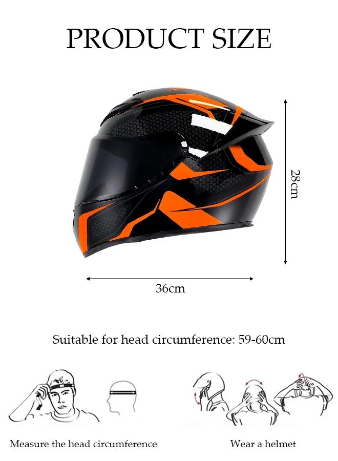 DUNISO Full Face Motorcycle Helmet, Lightweight Crash Resistant Motorcycle Helmet, All Season Cool Racing Helmet，with Black Lenses, Breathable Lining, Suitable for Both Men and Women (L) - Image 2