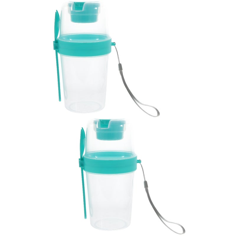 2 Sets of Portable Overnight Oats Cup with Spoon Double Layer Airtight Jars Portable Salad Cup - Image 1