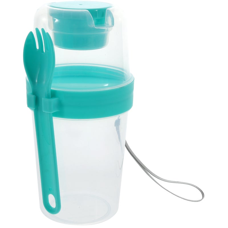 2 Sets of Portable Overnight Oats Cup with Spoon Double Layer Airtight Jars Portable Salad Cup - Image 5