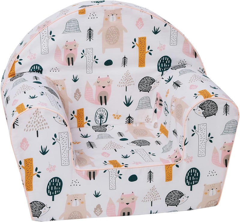 Delsit Arm Chair for Kids with Forest Animals Design