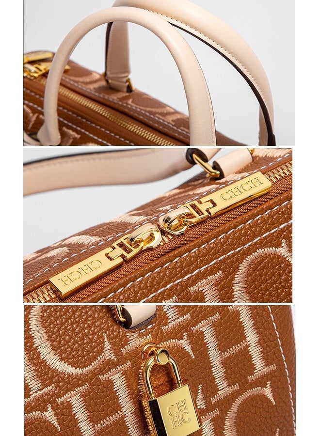 CH CH CHCH New High-end Light Luxury Women's Handbag Shoulder Bag Brown - Image 5