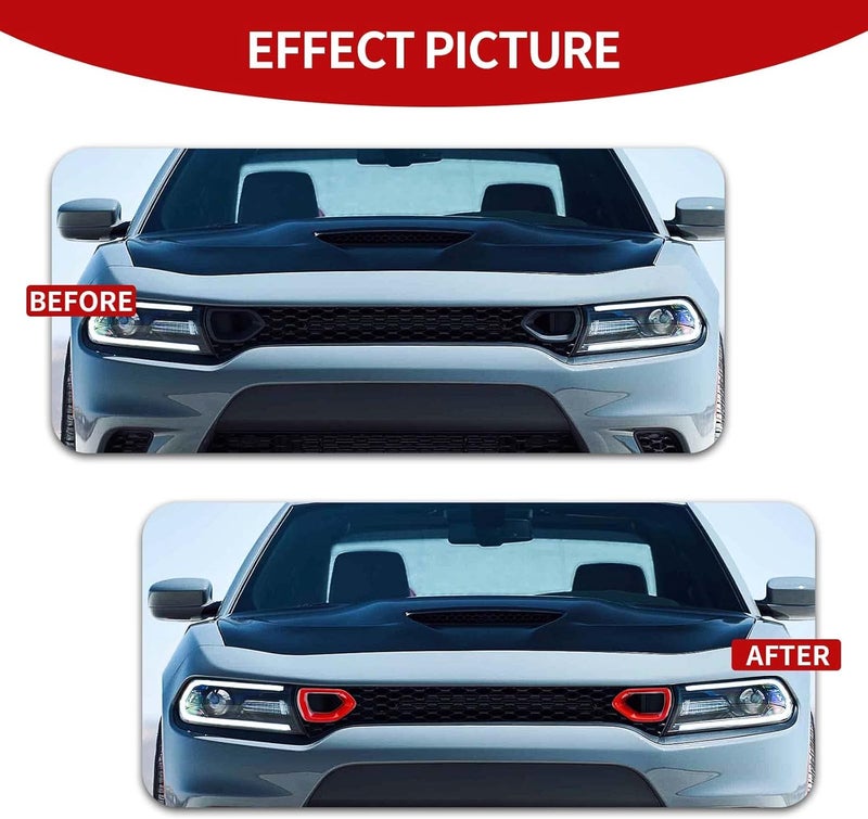 CheroCar for Charger Bumper Center Grill Grille Cover Trim Cover Compatible with 2015-2023 Dodge Charger R/T Scat Pack,Red… Scratch resistant - Image 2