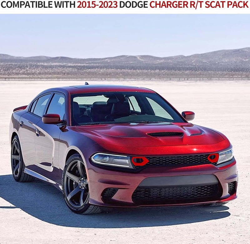 CheroCar for Charger Bumper Center Grill Grille Cover Trim Cover Compatible with 2015-2023 Dodge Charger R/T Scat Pack,Red… Scratch resistant - Image 3