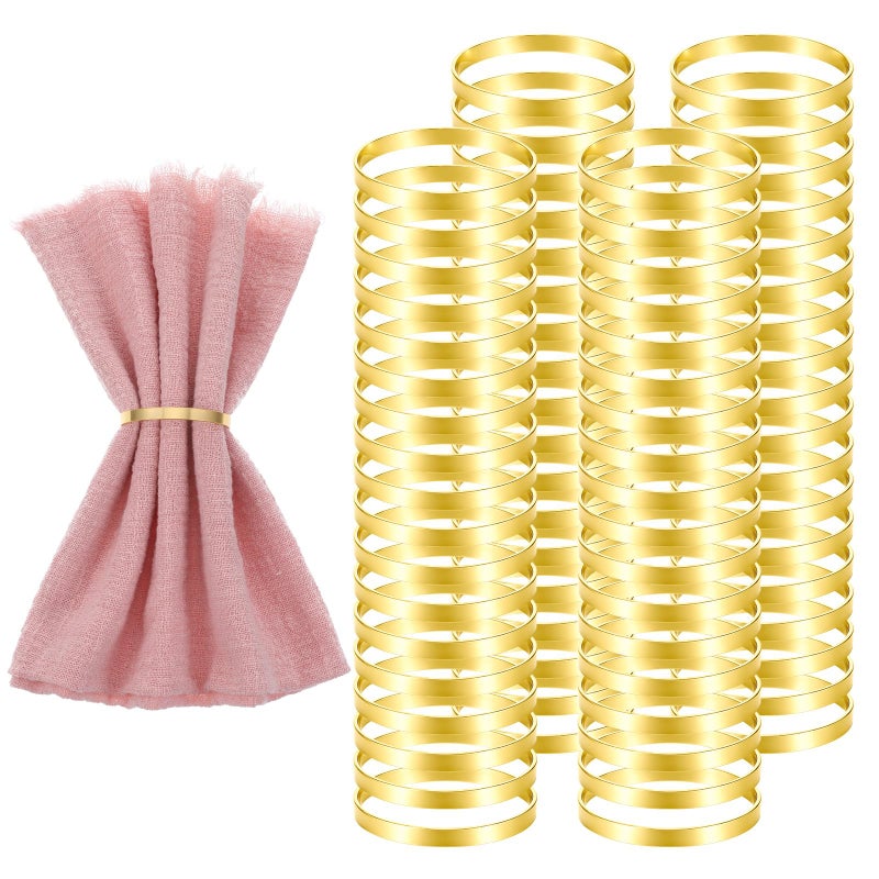 Wanmu 100 Pcs Gold Napkin Rings, Metal Napkin Ring Napkins Holders Buckles, Stylish Napkins Ring Bulk for Table Settings Family Dinner Wedding Christmas Easter Party Dinner Table, Shiny Tables Decor - Image 5