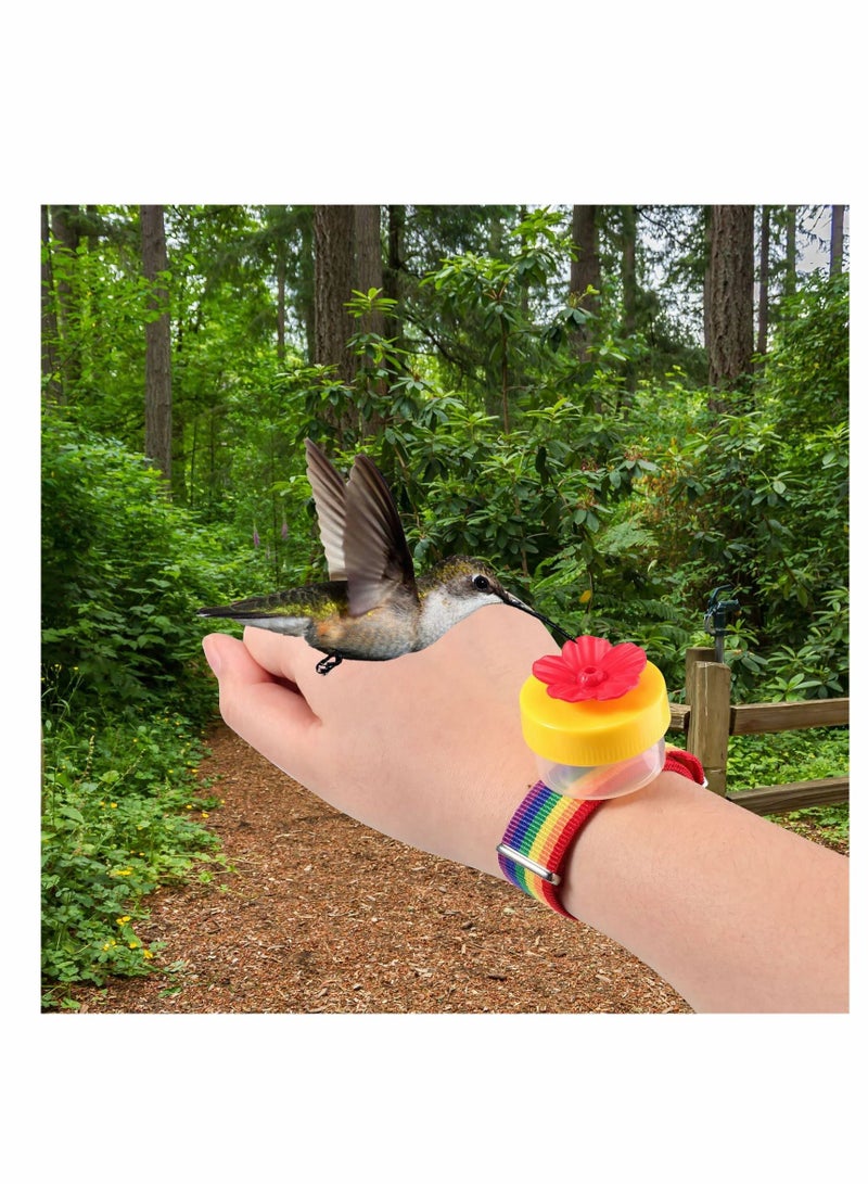 KASTWAVE Hummingbird Ring Feeder Hummingbird Hand Feeder for Outdoors Flower Hand Held Hummingbird Feeding Tools Mini Hand Feeding Tools Backyard Nature, Red and Yellow 4 Pcs  - Image 5