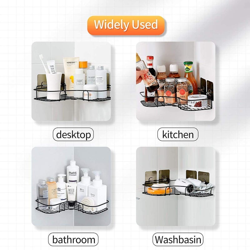 LONGMIRE Corner Shower Caddy, Adjustable 304 Stainless Steel Corner Bathroom Shelf, No Drilling Wall Mounted Triangle Basket Storage Organizer Rack for Washroom, Toilet, Dorm, Kitchen - Image 5