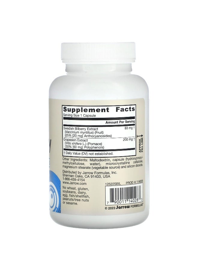 jarrow formulas Jarrow Formulas, Vegan Bilberry + Grapeskin Polyphenols, 120 Veggie Capsules  - Image 2