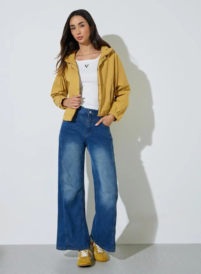 ستايلي Mustard Hooded Jacket With Slip Pocket