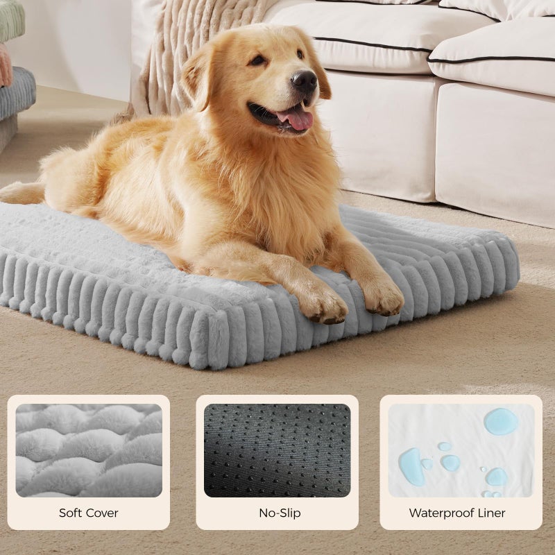 DOPEDIO Orthopedic Dog Bed for Large Dog, Waterproof Pet Bed,Non-Slip Bottom and Egg-Crate Foam with Removable Washable Cover Crate Bed,Grey,36"x27"x3" - Image 4