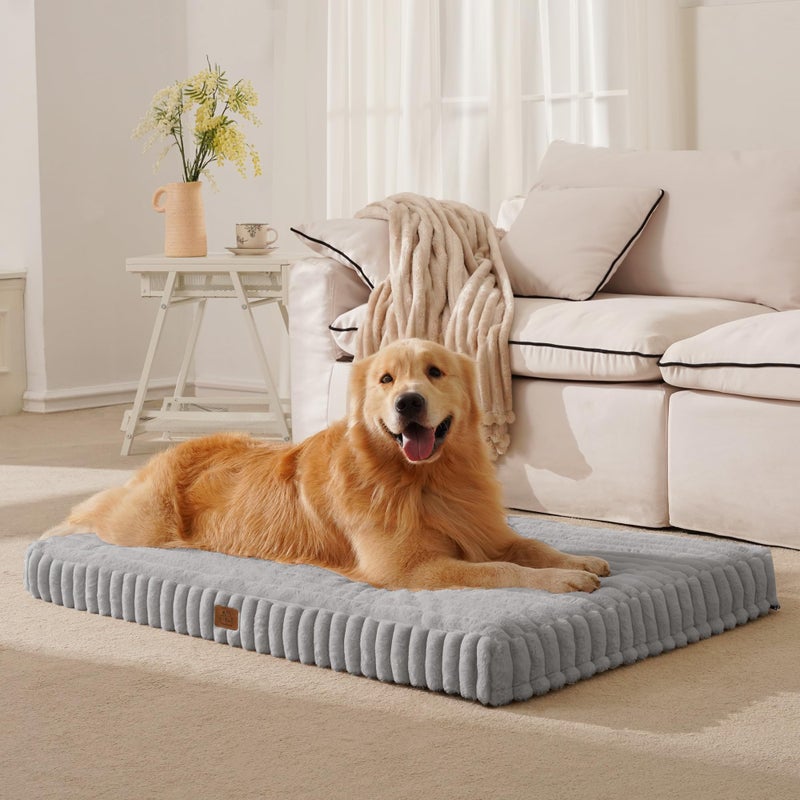 DOPEDIO Orthopedic Dog Bed for Large Dog, Waterproof Pet Bed,Non-Slip Bottom and Egg-Crate Foam with Removable Washable Cover Crate Bed,Grey,36"x27"x3" - Image 1