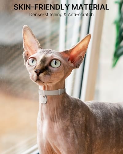 typecase Cat Collar with QR Code Name Tag, Breakaway Kitten Collar for Boy & Girl Cats, Ultra Soft Elastic Adjustable Band, Safety Break Away Buckle, Comfortable & Secure Pet ID Collar (6"-12"), Khaki - Image 5