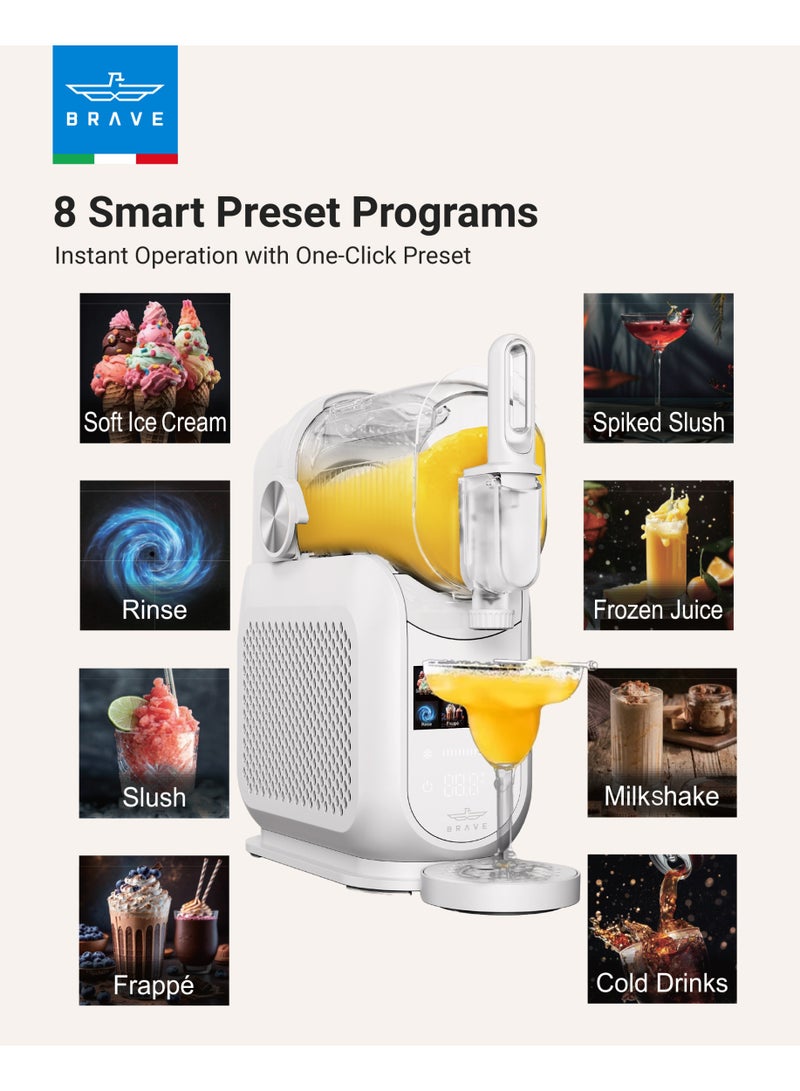 Brave ChillStream 1.8L Soft Serve & Slushie Machine with Compressor Cooling, No Ice Required, 8 Smart Preset Modes, Keep-Cool Function, LED Touch Control & Self-Cleaning System, ECAS Certified Multifunction Frozen Drink Maker for Ice Cream, Milkshakes, Frappes, Smoothies, Cocktails, Juices & Slushies, High-Speed Efficient Freezing & Blending – White - Image 3