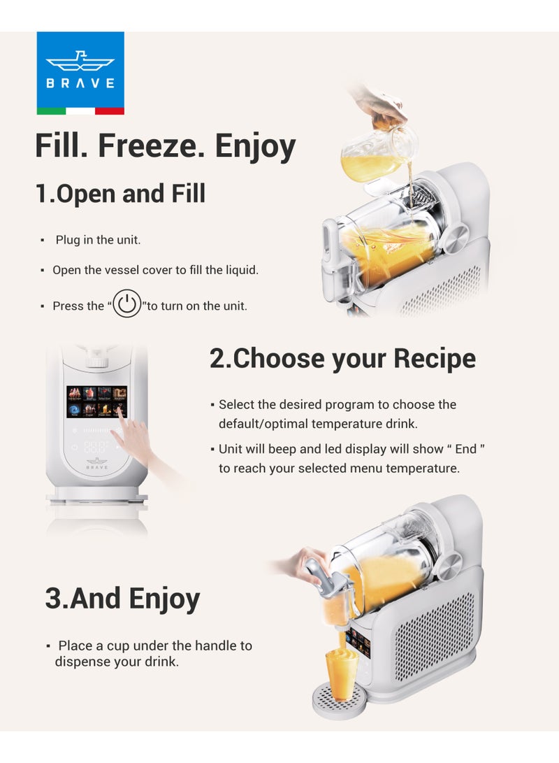 Brave ChillStream 1.8L Soft Serve & Slushie Machine with Compressor Cooling, No Ice Required, 8 Smart Preset Modes, Keep-Cool Function, LED Touch Control & Self-Cleaning System, ECAS Certified Multifunction Frozen Drink Maker for Ice Cream, Milkshakes, Frappes, Smoothies, Cocktails, Juices & Slushies, High-Speed Efficient Freezing & Blending – White - Image 5