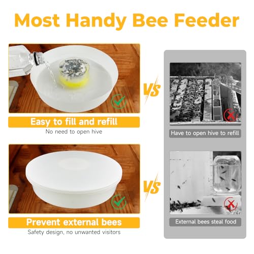 KAGZ Upgraded Rapid Bee Top Feeder with Anti-Drowning Sponge Rings, Round Hive Top Feeders for 8-Frame and 10-Frame Bee Hives (2 Pack) - Image 2