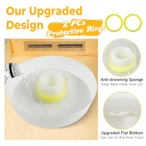 KAGZ Upgraded Rapid Bee Top Feeder with Anti-Drowning Sponge Rings, Round Hive Top Feeders for 8-Frame and 10-Frame Bee Hives (2 Pack) - Image 3