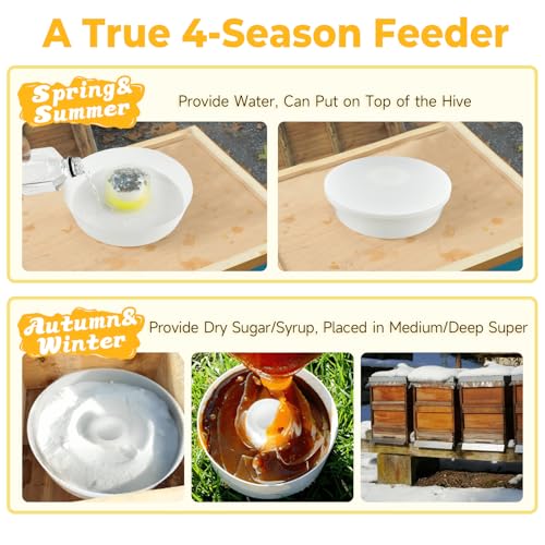 KAGZ Upgraded Rapid Bee Top Feeder with Anti-Drowning Sponge Rings, Round Hive Top Feeders for 8-Frame and 10-Frame Bee Hives (2 Pack) - Image 4