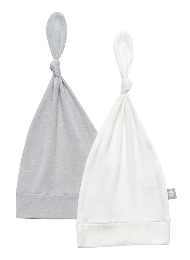 KYTE BABY Rayon Made from Bamboo Baby Beanie Hats Soft Knotted Caps - 2 Pack (6-12 Months, Storm/Cloud)
