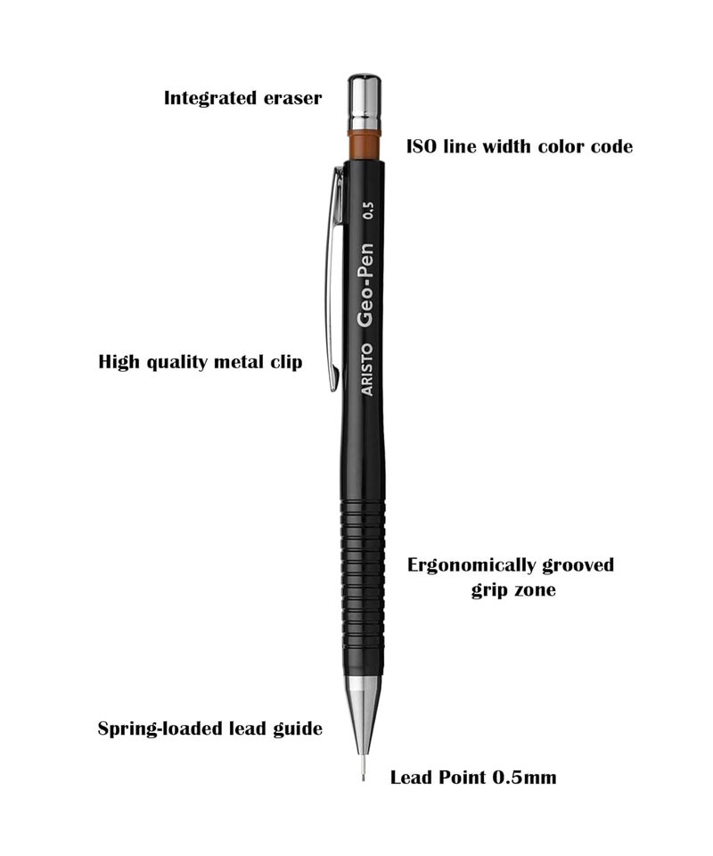 Aristo Aristo mg1 Technical Drawing Pen 01mm02mm03mm with 05mm Geopen Mechanical Clutch Lead Pencil 1 tube lead 23 ml ink - Image 4
