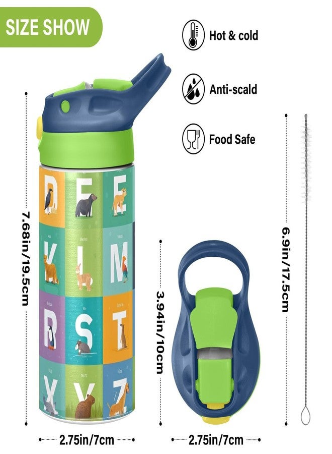 Kigai Animals Alphabet Kids Water Bottle with Straw Lid, BPA Free, 12oz Stainless Steel Vacuum Insulated Leakproof Flask Kids Thermos for Toddlers, School, Office - Image 3