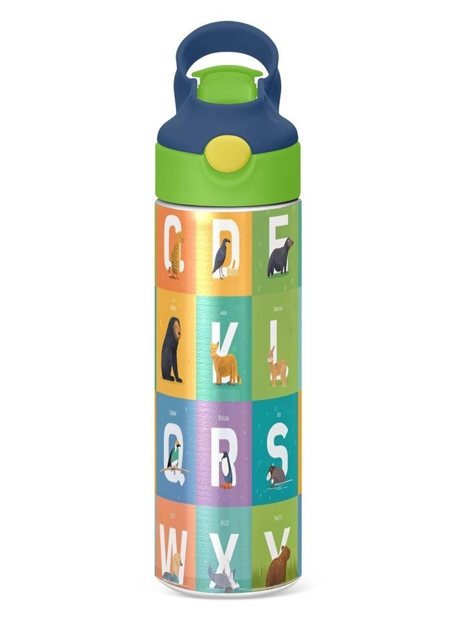 Kigai Animals Alphabet Kids Water Bottle with Straw Lid, BPA Free, 12oz Stainless Steel Vacuum Insulated Leakproof Flask Kids Thermos for Toddlers, School, Office - Image 2