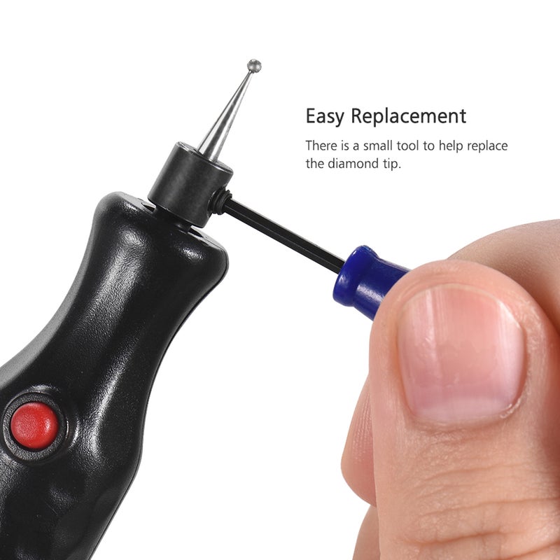 Electric Micro Engraving Pen Mini Engraver Machine Cordless DIY Carve Tools Graver Kit with Extra Diamond Tip Bit Replacement for DIY Jewellery Metal Glass Plastic Wood Ceramics Stone - Image 4