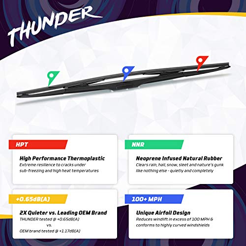 Spearhead THUNDER 24"+17" Hybrid Wiper Blades w/Neoprene Infused Rubber, Outwipes Silicone (Pair) - Image 2