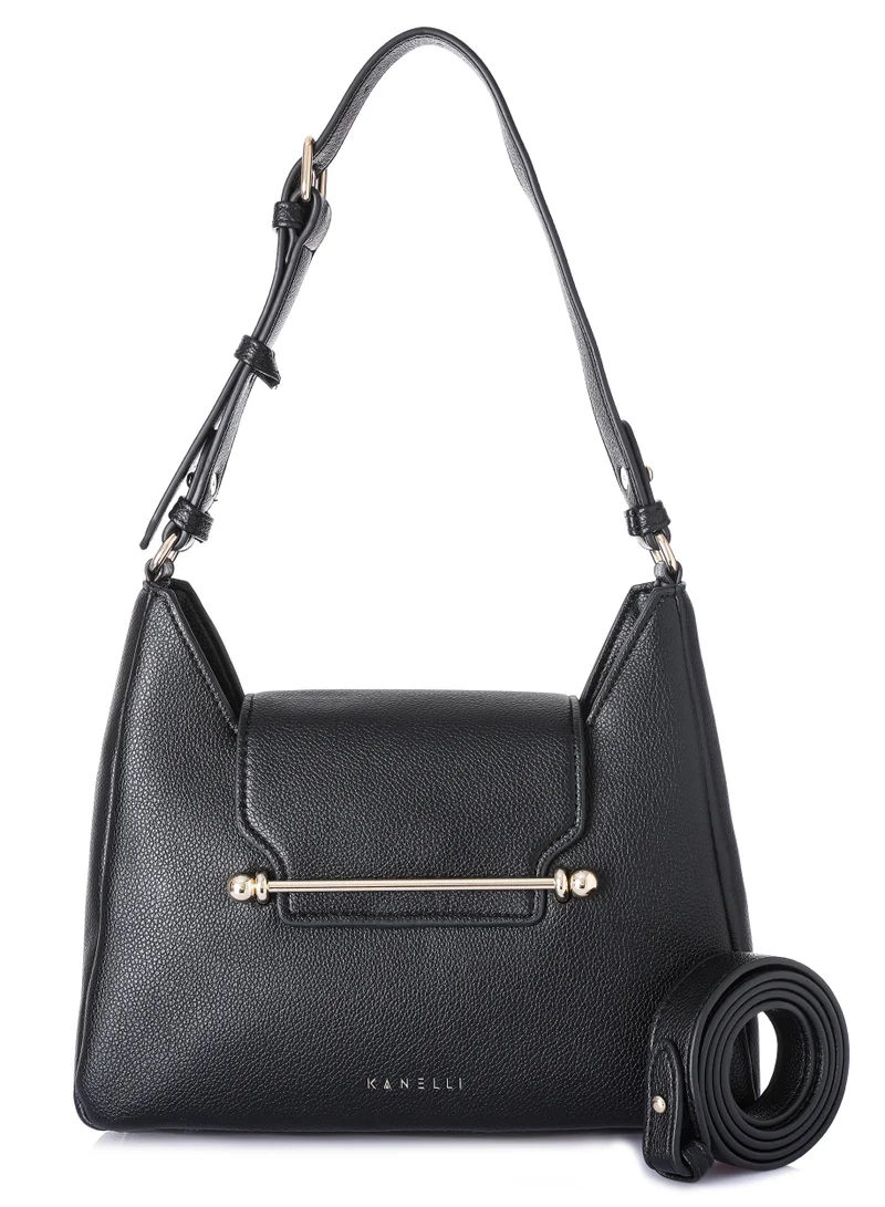 KANELLI Women's handbag from Kanelli, elegant shape New Collection  AAY2401005 Black