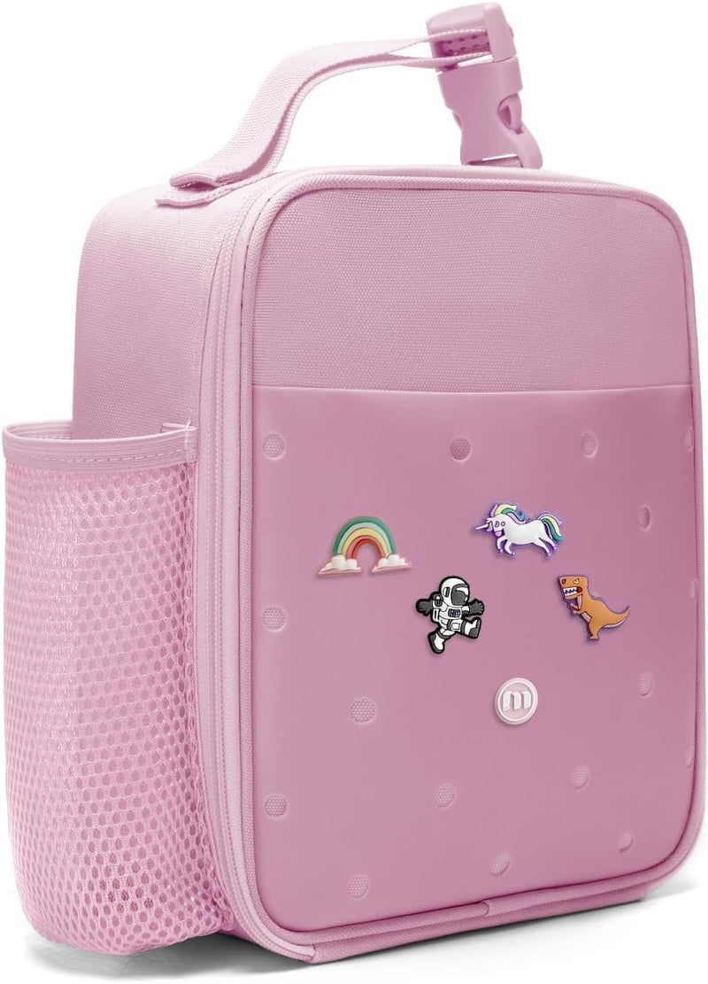 MEXS Kids Lunch Bag, DIY＆Insulated Lunch Box for Boys Girls, Toddler Lunch Cooler Bag for School, Double Insulation Portable＆Reusable, Water/Oil-Proof Lining Easy Clean, for Ages 3+ (Unicorn/Dinosaur) - Image 1