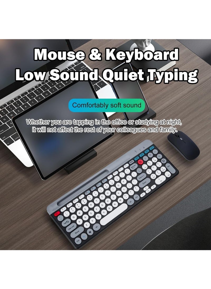 Aookay - Arabic and English Wireless Keyboard and Mouse Combo, Multi-Device (Bluetooth + 2.4G) Keyboard and Mouse, BT3 Channel Can Connect Four Devices, Rechargeable Keyboard, Ergonomic Design (White) - Image 1