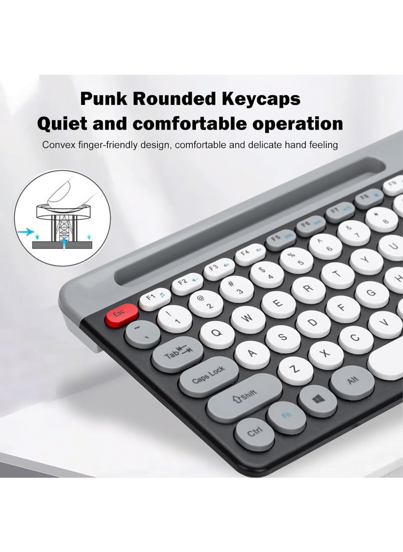 Aookay - Arabic and English Wireless Keyboard and Mouse Combo, Multi-Device (Bluetooth + 2.4G) Keyboard and Mouse, BT3 Channel Can Connect Four Devices, Rechargeable Keyboard, Ergonomic Design (White) - Image 1