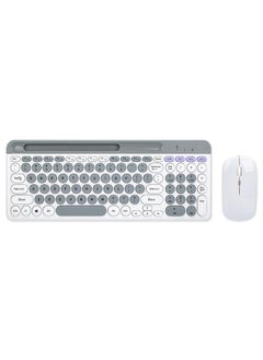 Aookay Arabic and English Wireless Keyboard and Mouse Combo, Multi-Device (Bluetooth + 2.4G) Keyboard and Mouse, BT3 Channel Can Connect Four Devices, Rechargeable Keyboard, Ergonomic Design (White)  - Image 2