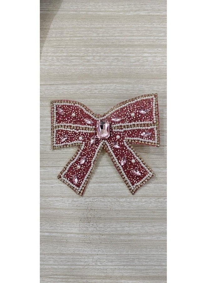 FLUSHIA Set of 1pcs Bow Hair Accessories Hair Clips For Women || Pearl Accessories For Girls Hair Accessories For Women Wedding Hair Clip Bow Hair Clip Hair Juda Pin Metal Hair Clips Pearl Hair Clip (Pink) - Image 3