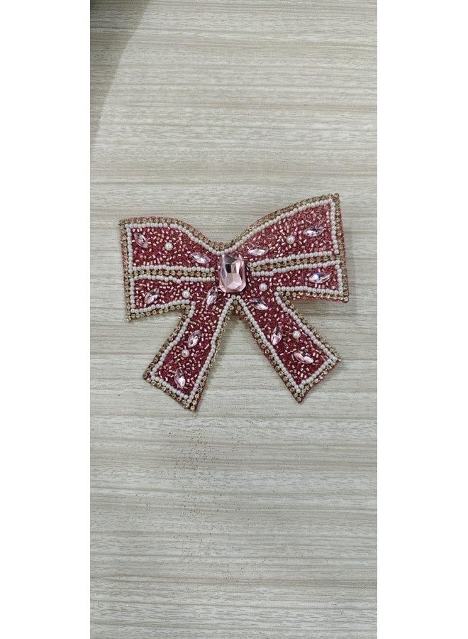FLUSHIA Set of 1pcs Bow Hair Accessories Hair Clips For Women || Pearl Accessories For Girls Hair Accessories For Women Wedding Hair Clip Bow Hair Clip Hair Juda Pin Metal Hair Clips Pearl Hair Clip (Pink) - Image 5