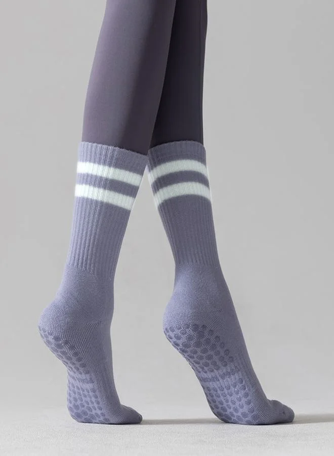 ستايلي Double Stripe Silicon Pad Base Crew Yoga Socks