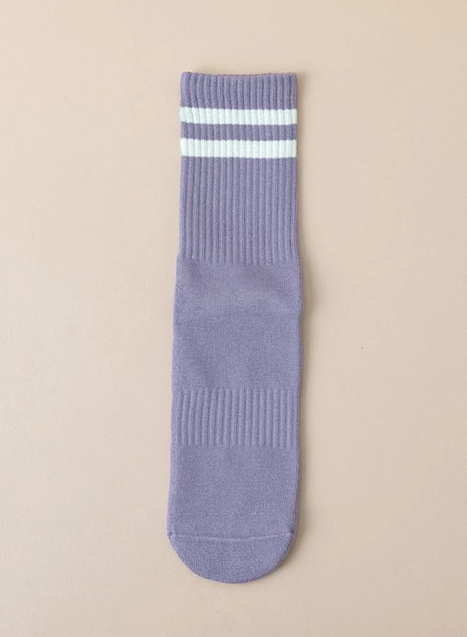 ستايلي Double Stripe Silicon Pad Base Crew Yoga Socks