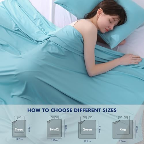 Elegear Cooling Blankets for Hot Sleeper Twin XL, Arc-Chill 3.0 Cool Fiber with Silver Ion for Sensitive Skin, Ultra Lightweight Breathable Summer Cold Blanket for Home Bed Couch Office Camping, Blue - Image 2