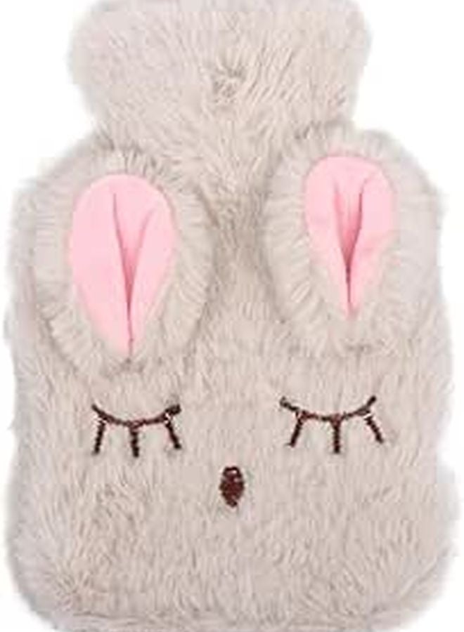 Soft Plush Rabbit Hot Water Bottle with Detachable Cover for Pain Relief Hand Warmer - Image 1
