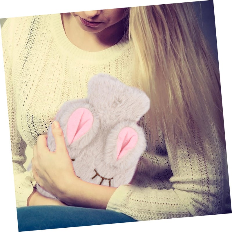 Soft Plush Rabbit Hot Water Bottle with Detachable Cover for Pain Relief Hand Warmer - Image 5
