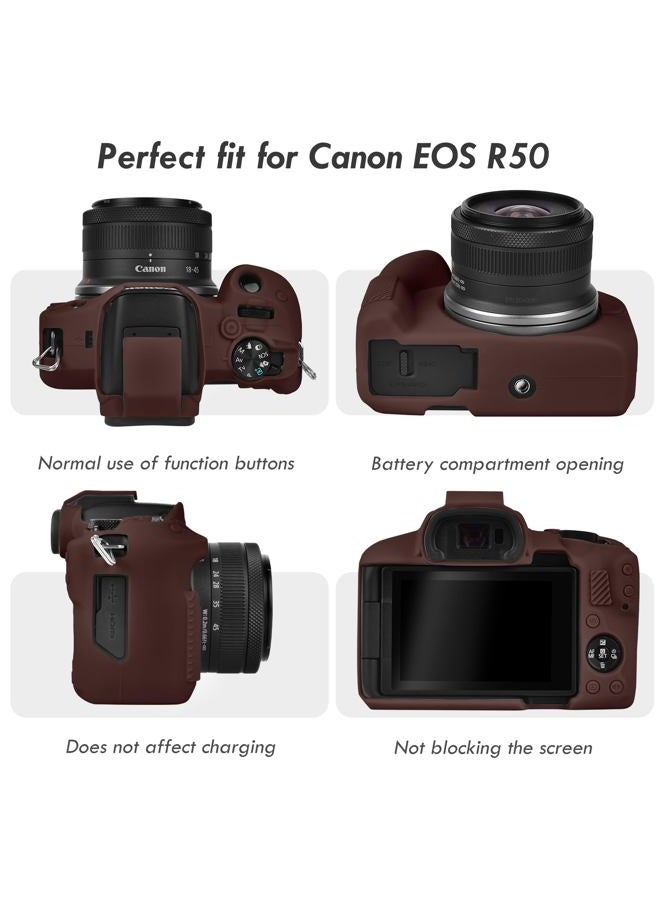 Rieibi Eos R50 Case, Soft Silicone Protective Case For Canon Eosr50 Camera, Lightweight Camera - Dark Brown - Image 3