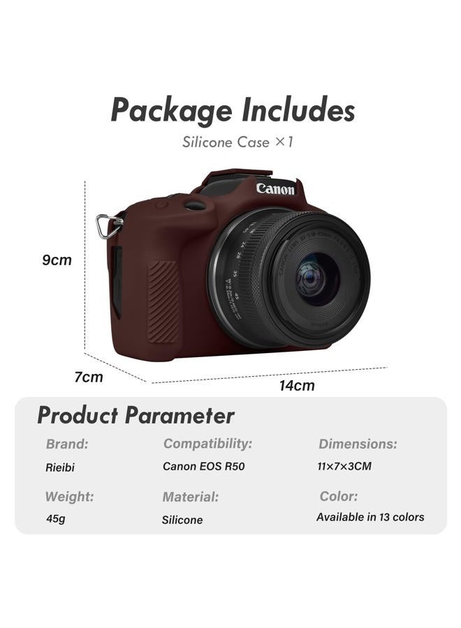 Rieibi Eos R50 Case, Soft Silicone Protective Case For Canon Eosr50 Camera, Lightweight Camera - Dark Brown - Image 2