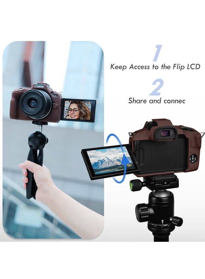 Rieibi Eos R50 Case, Soft Silicone Protective Case For Canon Eosr50 Camera, Lightweight Camera - Dark Brown - Image 5