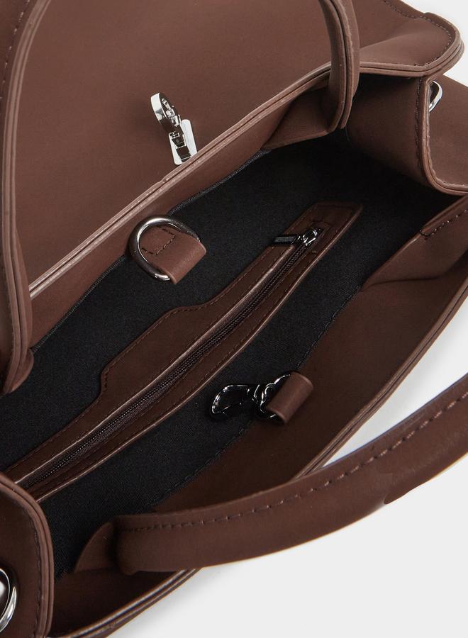 Styli Metal Accent Dual Top Handle Handbag - Image 4