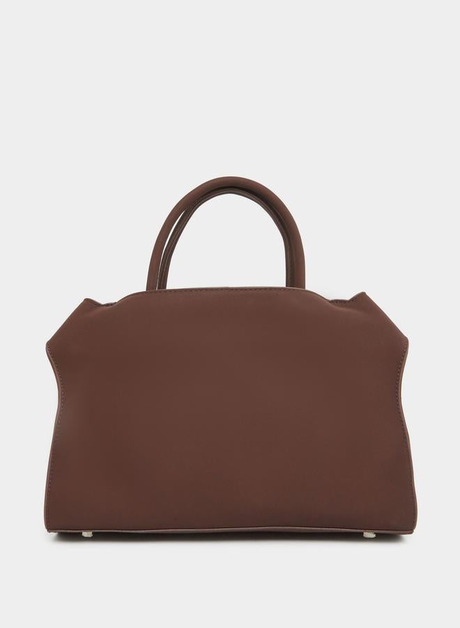 Styli Metal Accent Dual Top Handle Handbag - Image 2