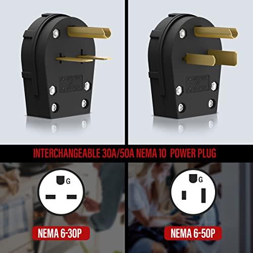 ENERLITES Straight Blade Angle Plug, AC Dryer Replacement Male Angle Plug, NEMA 6-30/50P, 50 Amp, 250V, 65351-BK, Black - Image 2