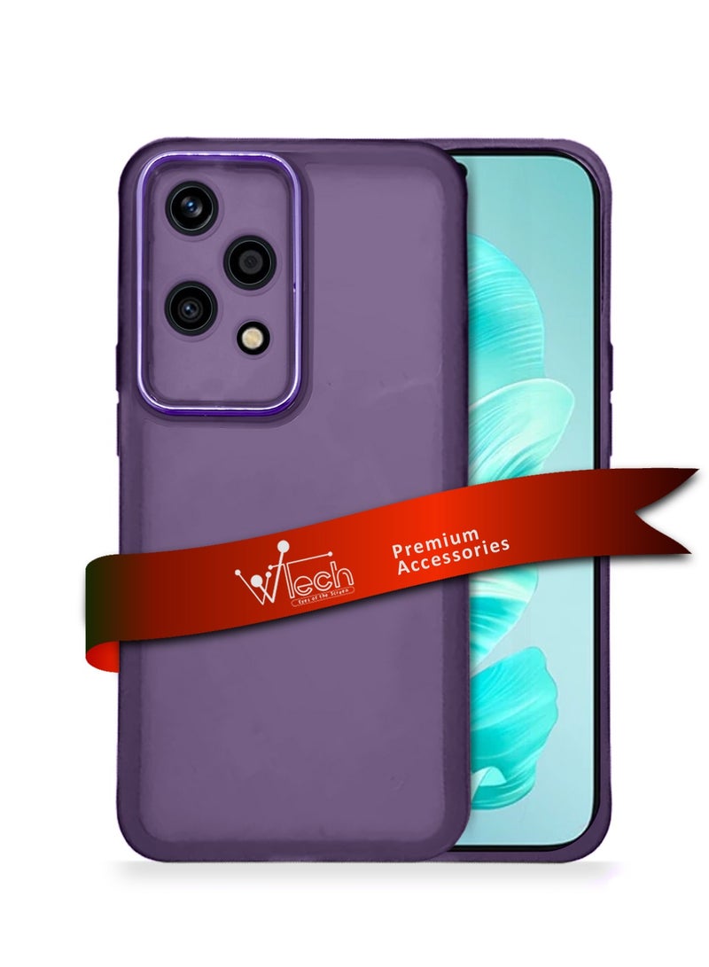 Wtech Soft Transparent TPU Silicone Ultra Thin Phone Stylish Electroplated Camera Border Case Cover For Honor 200 Lite 5G 2024 Eggplant Purple - Image 1